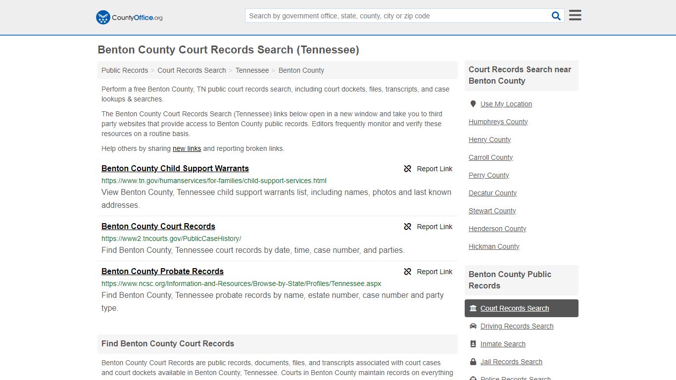 Benton County Court Records Search (Tennessee) - County Office